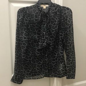 Gray Leopard Blouse
